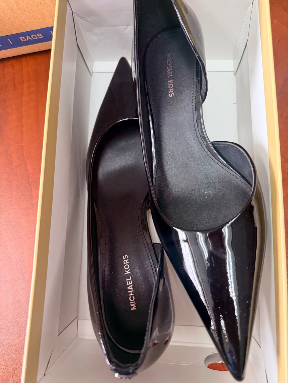 MICHAEL Michael Kors Black Patent Pointed D'Orsay Flats